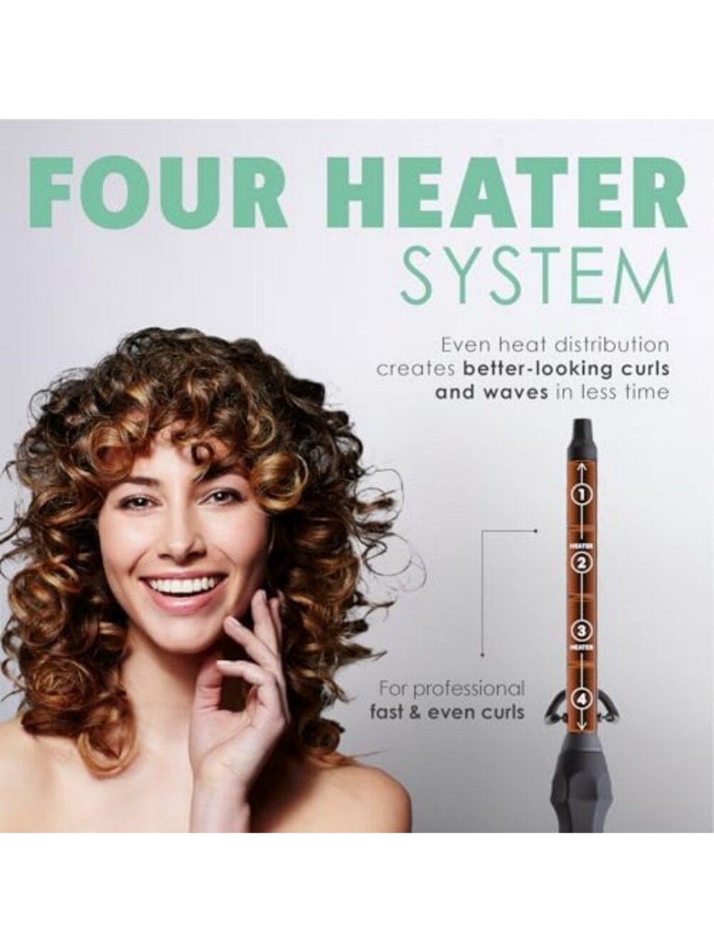 Mint Green 3/4 Inch Ceramic Curling Wand - Clamp-Free, Perfect for Long Hair - Picture 6 of 7
